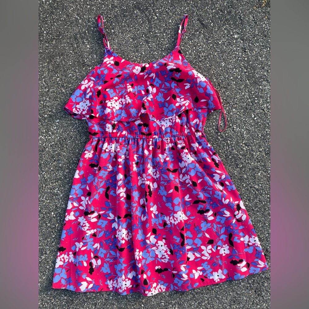 Elle Pink and Purple Floral Casual Dress